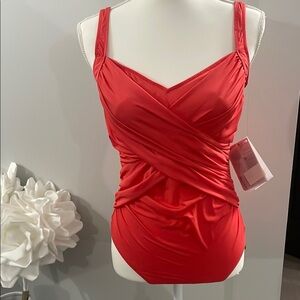 Opera Red Ruched Swimsuit